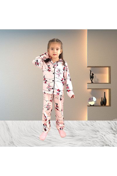 Fox Moda Set pijamale pentru fete cu mâneci lungi imprimate