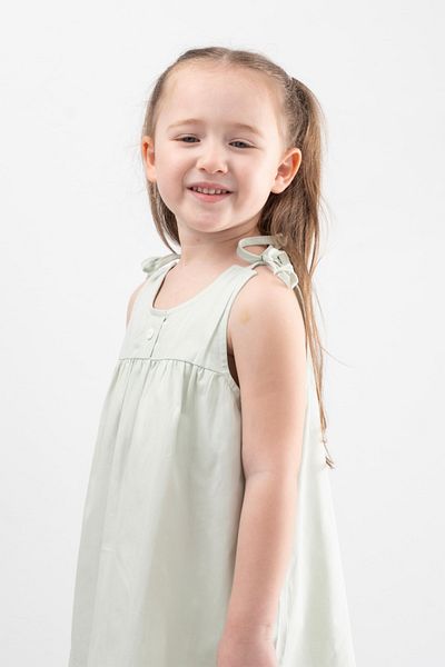 Vauva Strappy Printed Girl's Dress Button Detailed Poplin Dress
