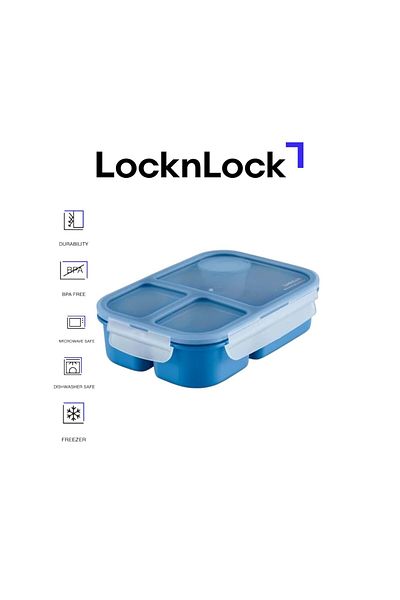 locknlock To Go Lunchbox 980ml Blue - Leak-Proof, Compact, Microwave Safe