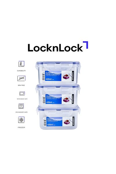 locknlock 420ml Square  Airtight Food Storage PACK OF 3