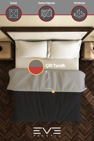 Eve Tekstil غطاء لحاف حديث مضاد للحساسية مزدوج من رانفورس، غطاء لحاف مزدوج الجوانب، 200 × 220 سم