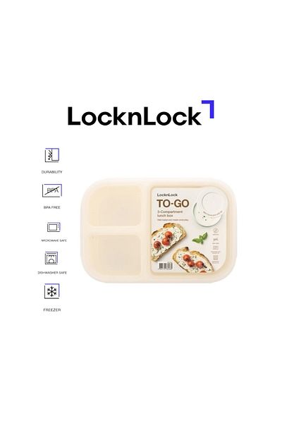 locknlock علبة غداء 980 مل - بيضاء - مقاومة للتسرب، صغيرة الحجم، آمنة للاستخدام في الميكروويف