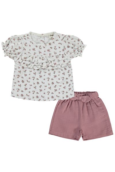 Civil Baby Baby Girl Shorts Set 6-18 Months Ecru-Dried Rose