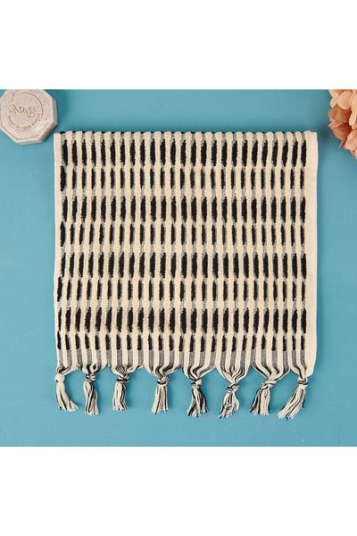 Evidea Soft Greta Hand Towel - Ecru / Black - 30X50 cm