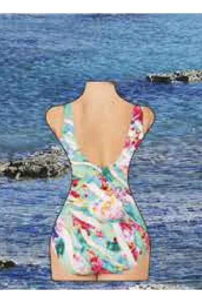 Sunsurf Large Size Patterned Swimsuit Size 50-52-54-56 Colorful