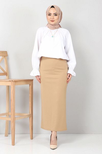 Tesettür Dünyası Pencil Skirt Tsd0291 Camel