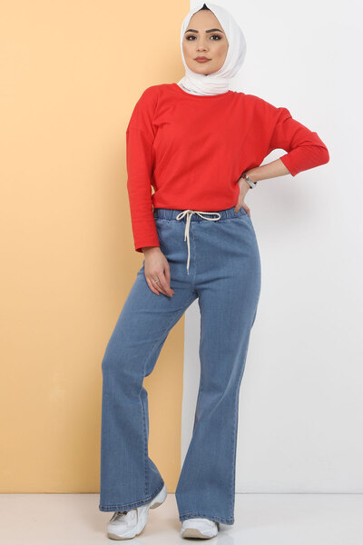 Tesettür Dünyası Light Blue Flared Leg Jeans - Tsd22014