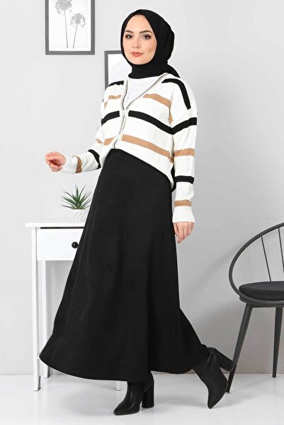 Tesettür Dünyası Semišová sukňa Mevlana Tsd0036 čierna
