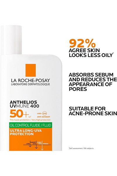 La Roche Posay La Roche-posay Anthelios Uvmune 400 Oil Control Invisible Fluid Sunscreen Spf 50 For Oily Skin 50ml