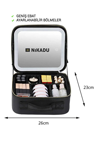 Nikadu Led Işıklı Aynalı Makyaj Çantası