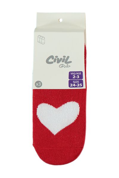 Civil Girls Girl's 3-Piece Ballerina Socks 2-12 Years Red