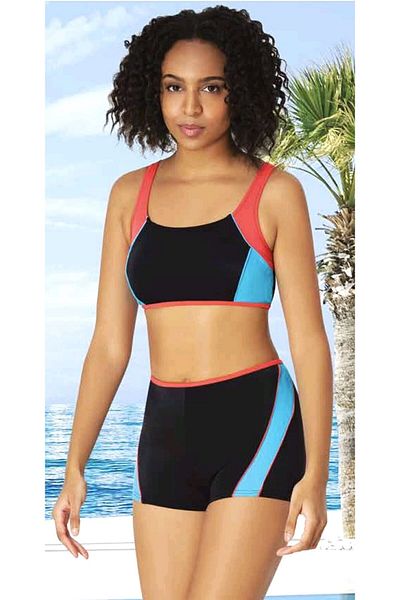 Sunsurf Swim Bikini Set with Shorts Black