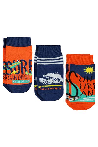 Civil Boys Boy's 3-Piece Booties Socks 2-12 Years Orange