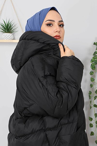Tesettür Dünyası Černý kabát na přikrývku - model Tsd1966