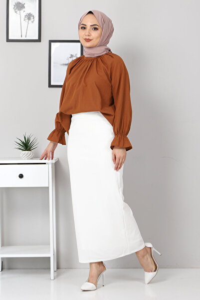 Tesettür Dünyası Pencil Φούστα Tsd00291 Λευκή