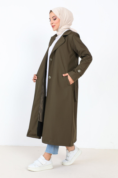 Tesettür Dünyası Astarlı Trençkot TSD231003 Haki