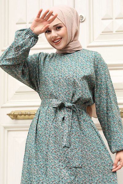 Tesettür Dünyası Kleines Hijab-Kleid mit Blumenmuster TSD240306