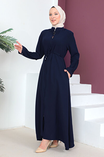 Tesettür Dünyası Derék nyakkendő Hidzsáb Abaya Tsd230342 sötétkék