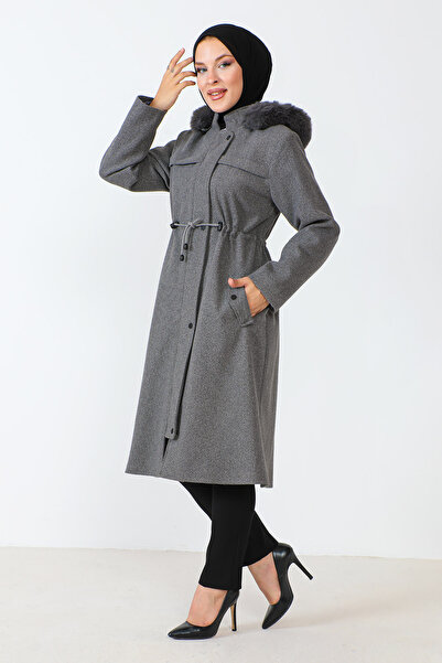 Tesettür Dünyası Kabát se skrytým zipem TSD230805 šedý