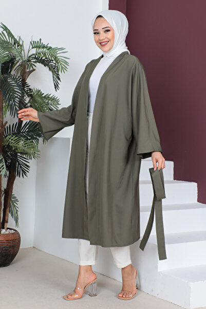 Tesettür Dünyası Κιμονό με ζώνη μέσης TSD230511 Χακί