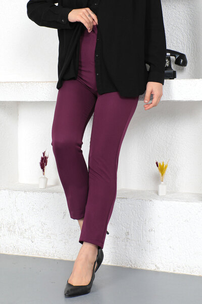 Tesettür Dünyası Patch Detailed Trousers Tsd230422 Plum