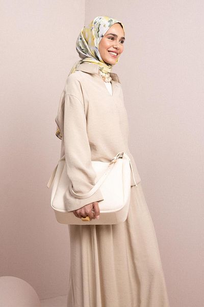 ALLDAY Beige-V Neck Modal Skirt Suit