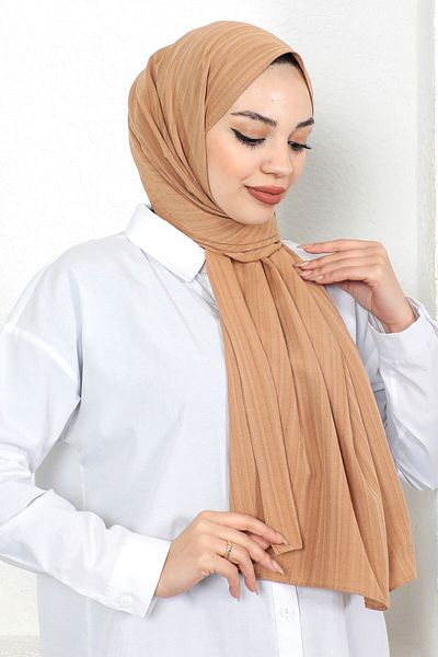 Tesettür Dünyası Σάλι με υφή S012 Καφέ