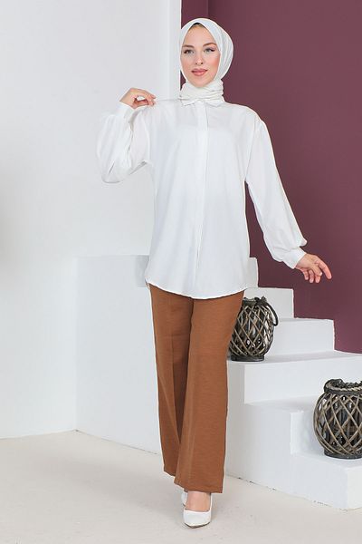 Tesettür Dünyası Palazzo Trousers TSD230705 Brown