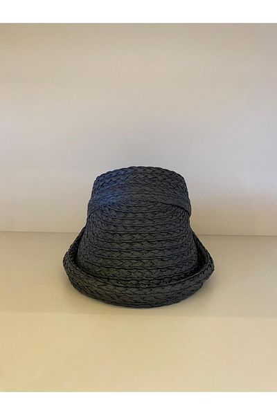 Luminos Butik Original Straw Visor Hat with Black Front Curved Suitable for Daily Use and Beach Use Hsr2113