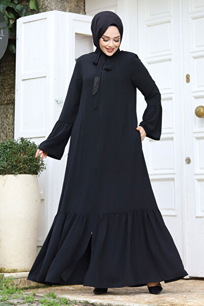 Tesettür Dünyası Λαβή με κολάρο σφονδύλου Λεπτομερές Hijab Ferace TSD240244