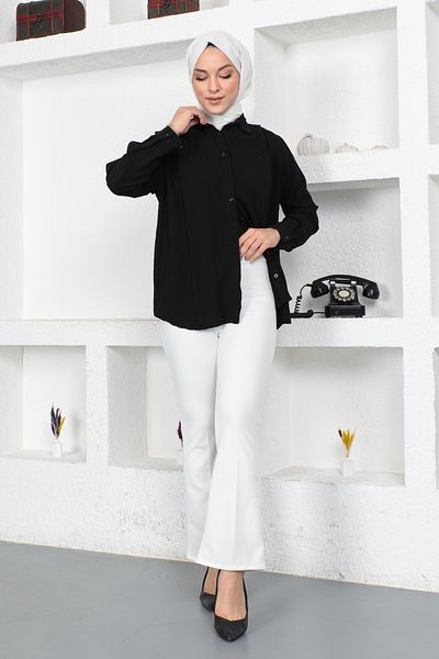 Tesettür Dünyası Ecru Flared Trousers with Elastic Waist - Tsd 230237