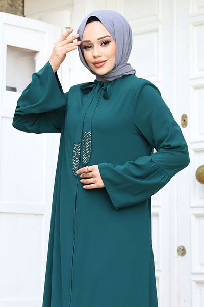 Tesettür Dünyası Λαβή με κολάρο σφονδύλου Λεπτομερές Hijab Ferace TSD240244