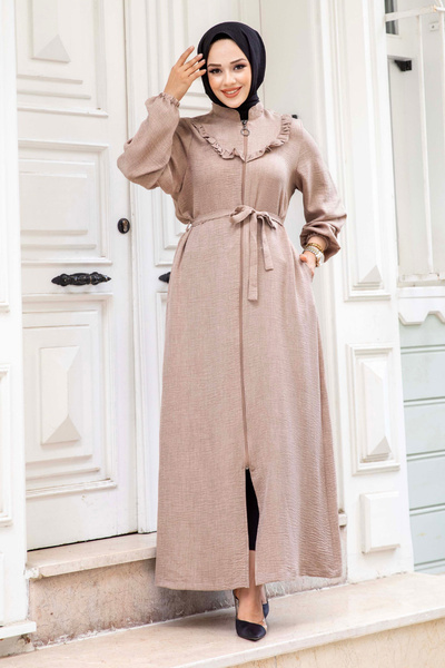 Tesettür Dünyası Mink Hijab Ferace - Λεπτομέρεια βολάν, Φερμουάρ, TSD240510