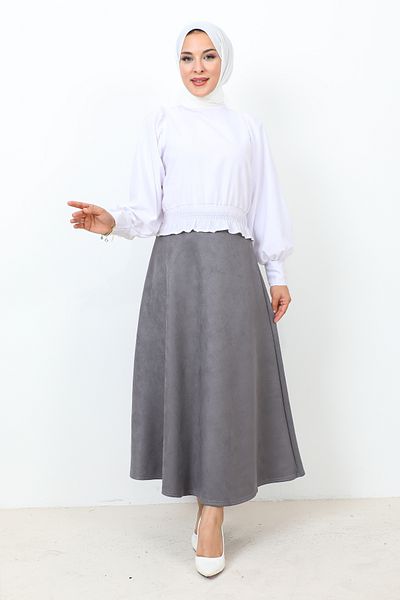 Tesettür Dünyası Suede Mevlana Φούστα TSD0036 Anthracite