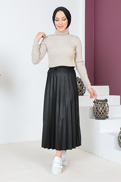 Tesettür Dünyası Turtleneck Knitwear Blouse TSD230723 Beige