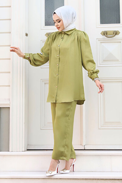 Tesettür Dünyası Jacquard and Neck Buttoned Double Suit - TSD240404