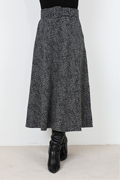 Tesettür Dünyası Zimní vzorovaná sukně Mevlana TSD231017 šedá