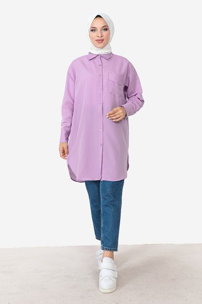 Tesettür Dünyası Tunic with Pockets TSD230903 Lilac