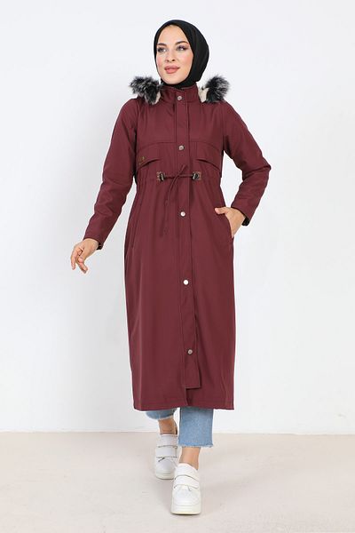 Tesettür Dünyası Lace-up Waist Coat Tsd1932 Plum_copy(1)