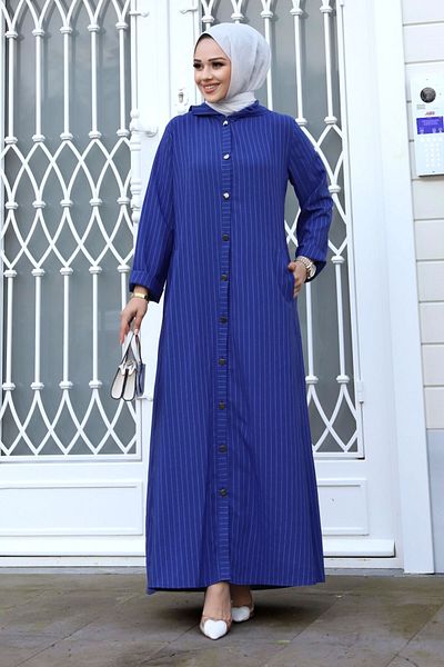 Tesettür Dünyası Καπάκι με κουμπιά Ahsen TSD240103 Saks Blue