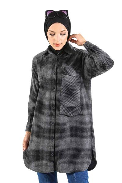 Tesettür Dünyası Mintás téli ing Tsd221020 Füstölt