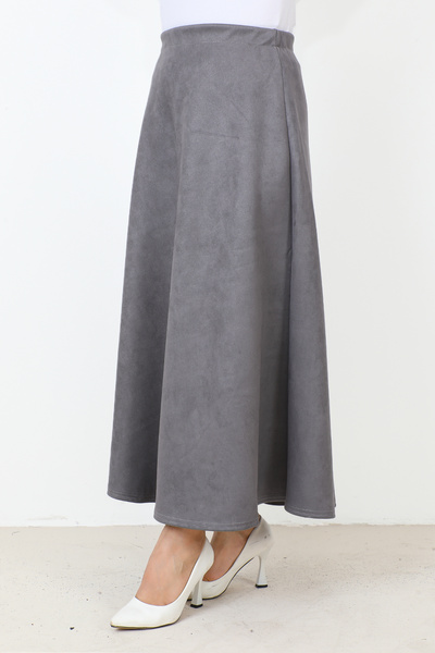Tesettür Dünyası Suede Mevlana Skirt TSD0036 Anthracite