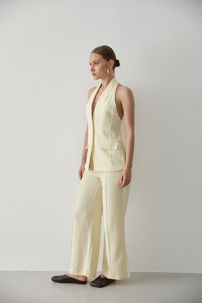 Laluvia Yellow Backless Vest Pants Suit