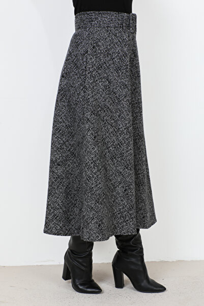 Tesettür Dünyası Zimní vzorovaná sukně Mevlana TSD231017 šedá