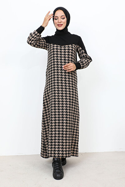 Tesettür Dünyası Μακρύ μοτίβο με λαγκάκια TSD231102 Μπεζ