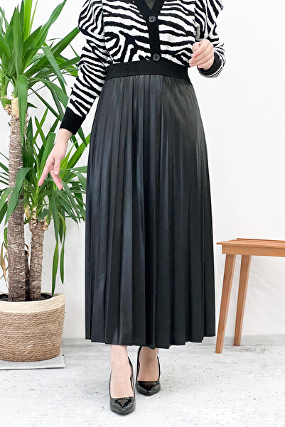 Tesettür Dünyası Pleated Skirt Tsd221001 Black