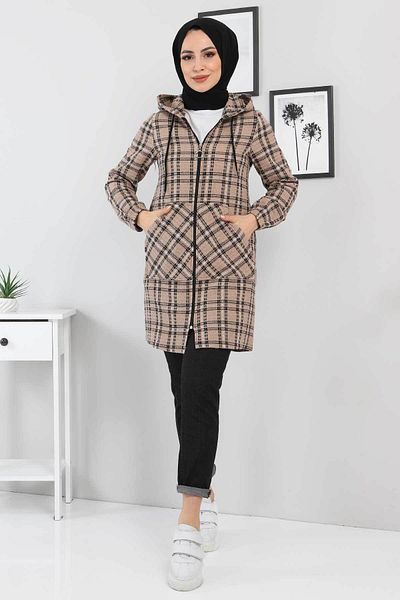 Tesettür Dünyası Zip Detailed Cape 220111 Mink