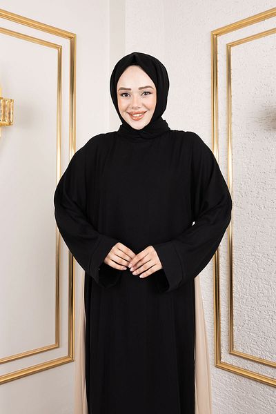 Tesettür Dünyası Abaya με Μαύρο Σάλι TSD250147 Διπλό Χρώμα
