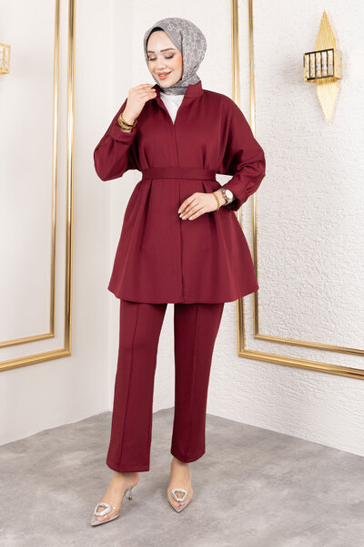 Tesettür Dünyası Lara Scuba Suit Tsd 250128   Burgundy