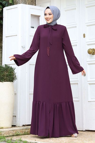 Tesettür Dünyası Λαβή με κολάρο σφονδύλου Λεπτομερές Hijab Ferace TSD240244